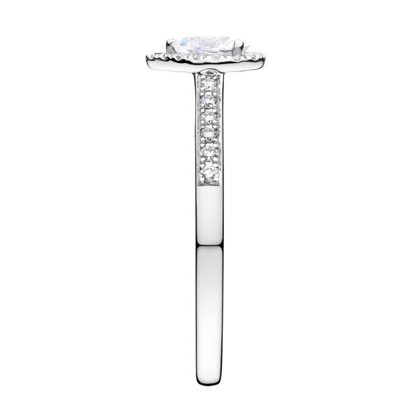 Solitaire Lepage Marcel en or blanc et diamant taille poire