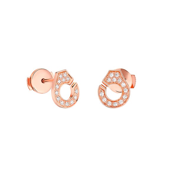 Puces d'oreilles dinh van Menottes R7,5 en or rose et diamants