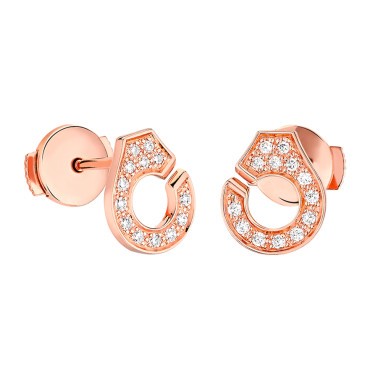 Puces d'oreilles dinh van Menottes R7,5 en or rose et diamants