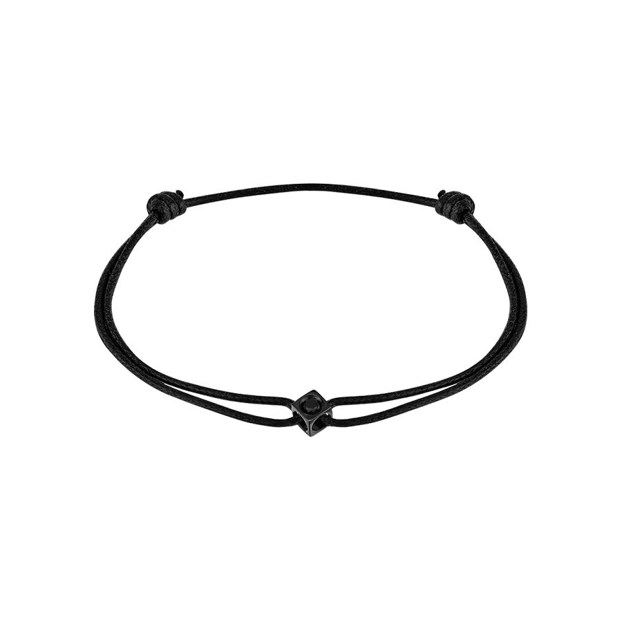 Bracelet dinh van Le Cube Diamant en titane noir et diamant sur cordon