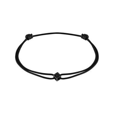 Bracelet dinh van Le Cube Diamant en titane noir et diamant sur cordon