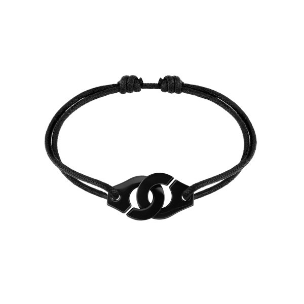 Bracelet dinh van Menottes R15 en titane noir sur cordon