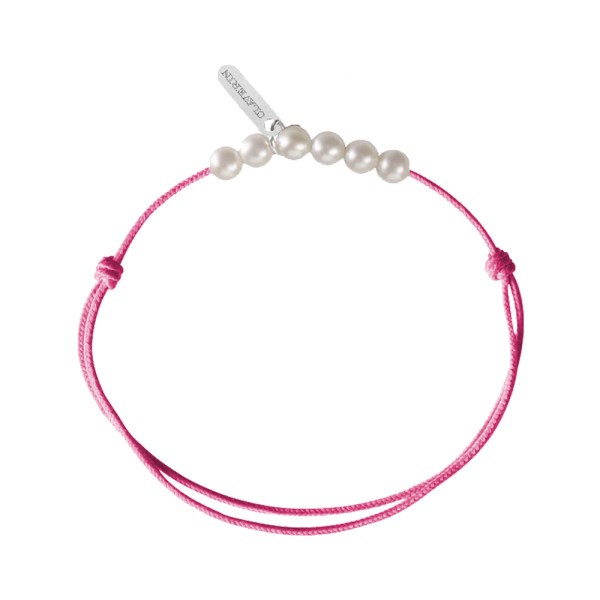 Bracelet Claverin Mini 6 Little Treasures cordon rose fuschia et perles blanches - SOLDAT