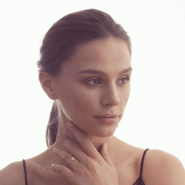 Bague Claverin Simply Pearly en or blanc et perle blanche - PORTE