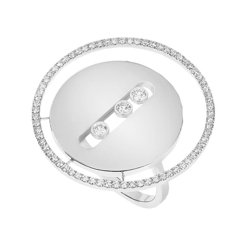 Bague Messika Lucky Move grand modèle en or blanc et diamants