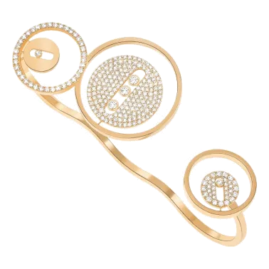 Bague Messika Lucky Move 3 doigts en or jaune et diamants