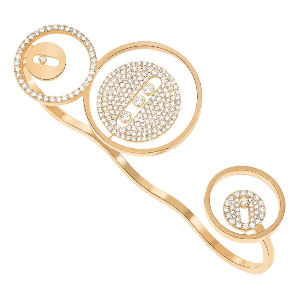 Bague Messika Lucky Move 3 doigts en or jaune et diamants