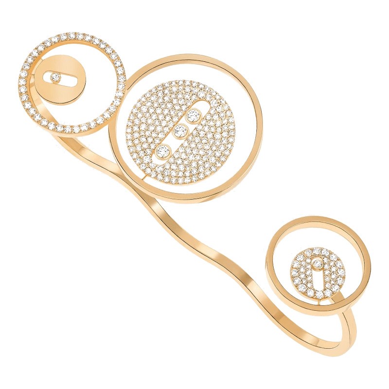 Bague Messika Lucky Move 3 doigts en or jaune et diamants