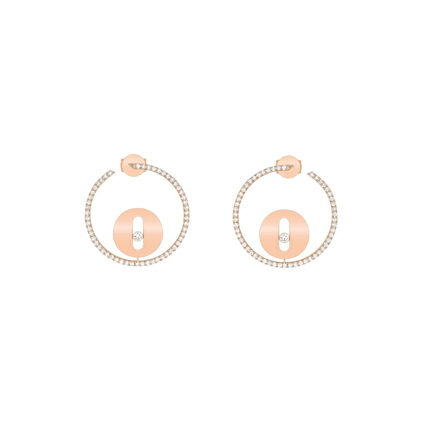 Créoles Messika Lucky Move petit modèle en or rose et diamants