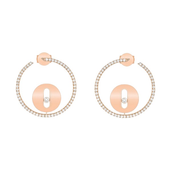 Créoles Messika Lucky Move petit modèle en or rose et diamants