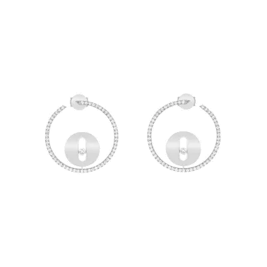 Créoles Messika Lucky Move petit modèle en or blanc et diamants