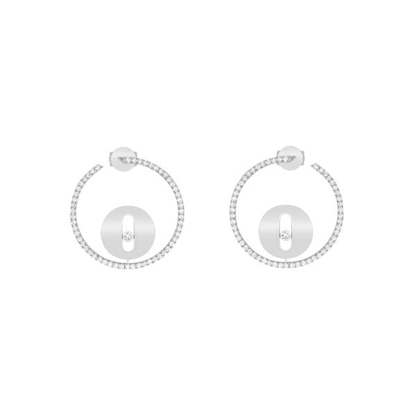 Créoles Messika Lucky Move petit modèle en or blanc et diamants