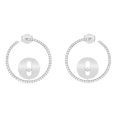 Créoles Messika Lucky Move petit modèle en or blanc et diamants