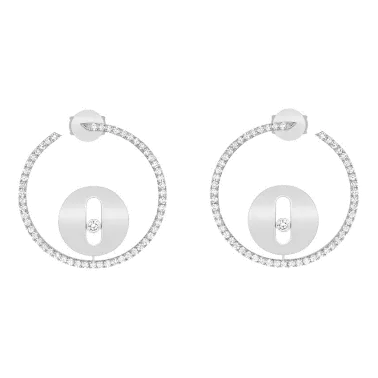 Créoles Messika Lucky Move petit modèle en or blanc et diamants