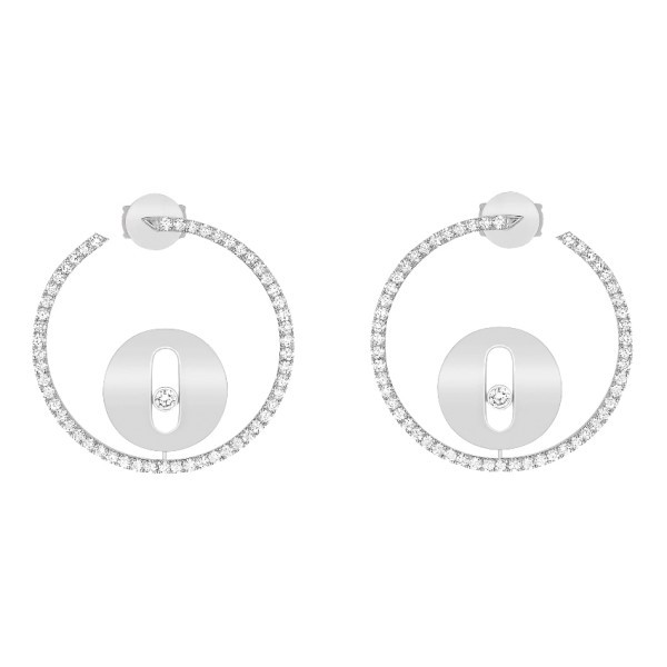 Créoles Messika Lucky Move petit modèle en or blanc et diamants