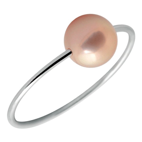 Bague Claverin Simply Pearly en or blanc et perle rose - SOLDAT
