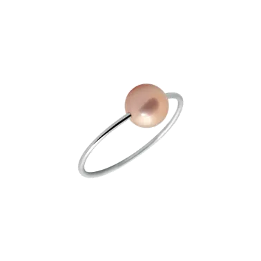 Bague Claverin Simply Pearly en or blanc et perle rose - SOLDAT PL