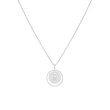 Collier Messika Lucky Move moyen modèle pavé en or blanc et diamants