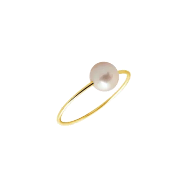 Bague Claverin Simply Pearly en or jaune et perle blanche BPSJB005