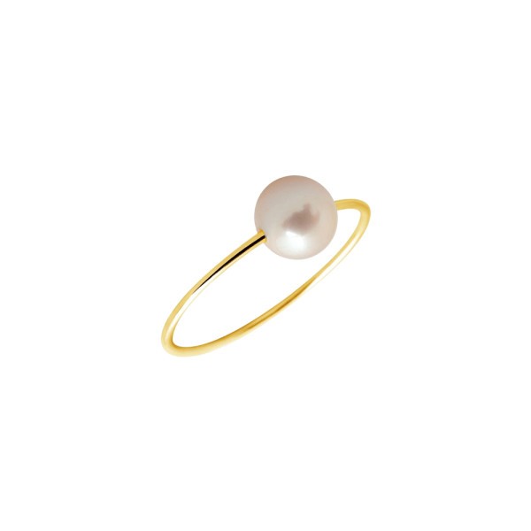 Bague Claverin Simply Pearly en or jaune et perle blanche - SOLDAT PL