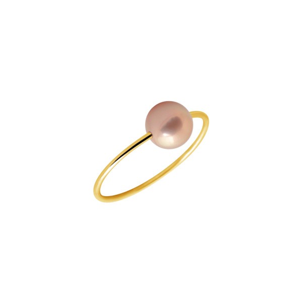 Bague Claverin Simply Pearly en or jaune et perle rose - SOLDAT PL