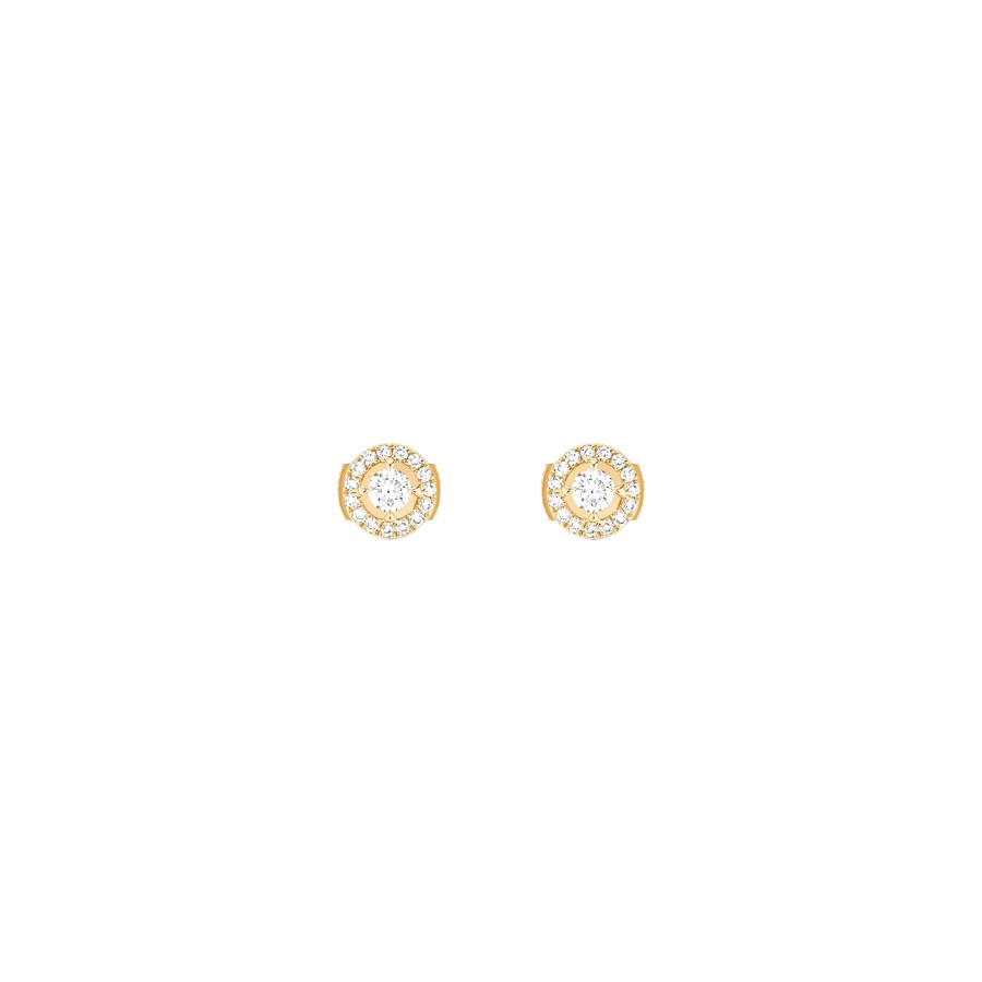 Boucles d'oreilles Messika Joy en or jaune et diamants ronds