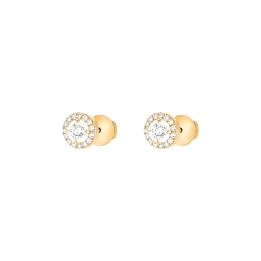 Boucles d'oreilles Messika Joy en or jaune et diamants ronds