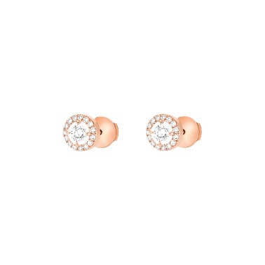 Boucles d'oreilles Messika Joy en or rose et diamants ronds