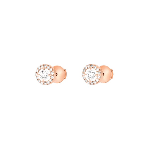 Boucles d'oreilles Messika Joy en or rose et diamants ronds
