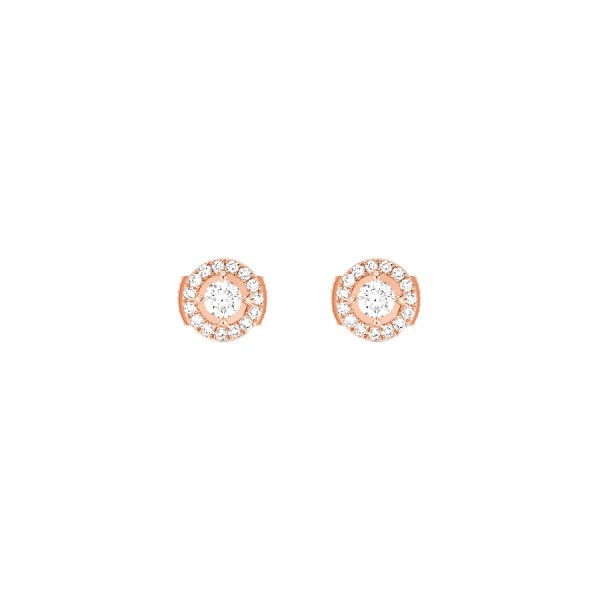 Boucles d'oreilles Messika Joy en or rose et diamants ronds