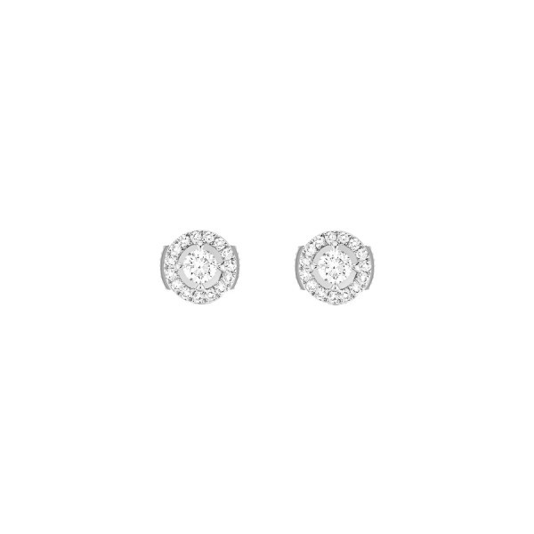 Boucles d'oreilles Messika Joy en or blanc et diamants ronds