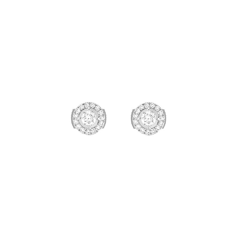 Boucles d'oreilles Messika Joy en or blanc et diamants ronds
