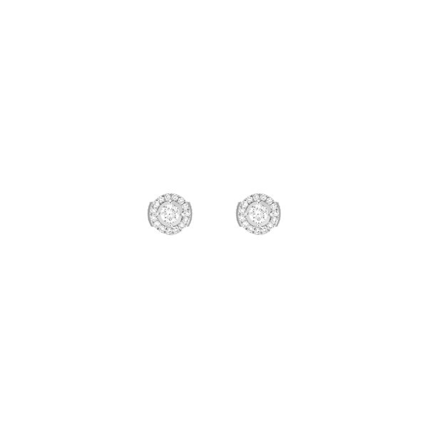 Boucles d'oreilles Messika Joy en or blanc et diamants ronds