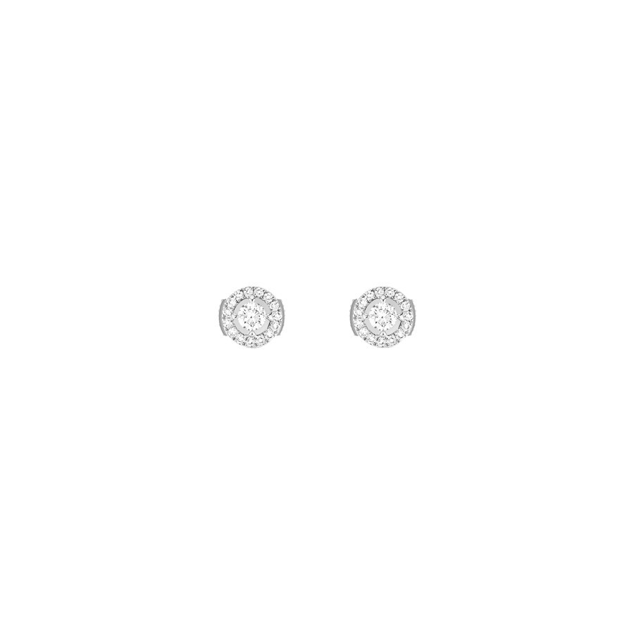 Boucles d'oreilles Messika Joy en or blanc et diamants ronds