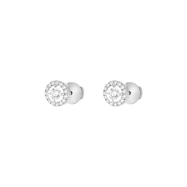 Boucles d'oreilles Messika Joy en or blanc et diamants ronds