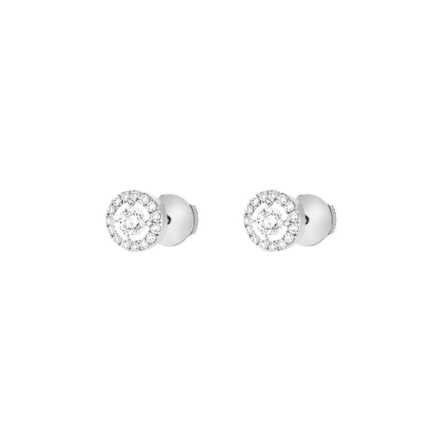 Boucles d'oreilles Messika Joy en or blanc et diamants ronds