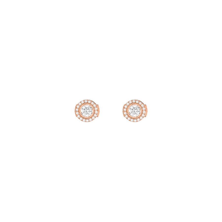 Boucles d'oreilles Messika Joy en or rose et diamants ronds 0,25 carat