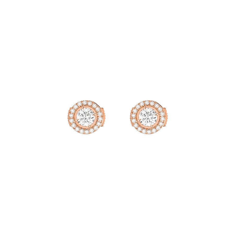 Boucles d'oreilles Messika Joy en or rose et diamants ronds 0,25 carat