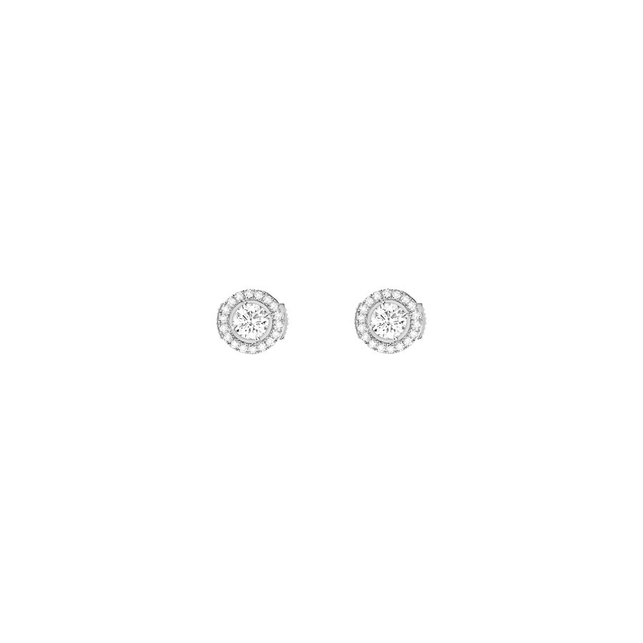 Boucles d'oreilles Messika Joy en or blanc et diamants ronds 0,25 carat