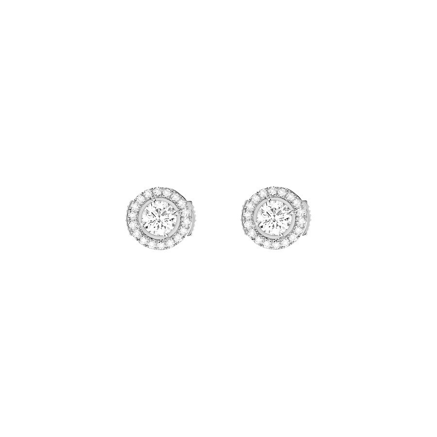 Boucles d'oreilles Messika Joy en or blanc et diamants ronds 0,25 carat