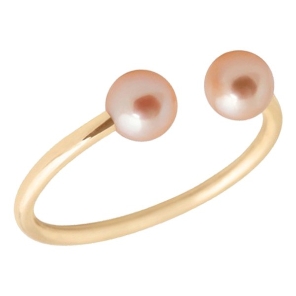 Bague Claverin Le Jonc en or jaune et perles roses