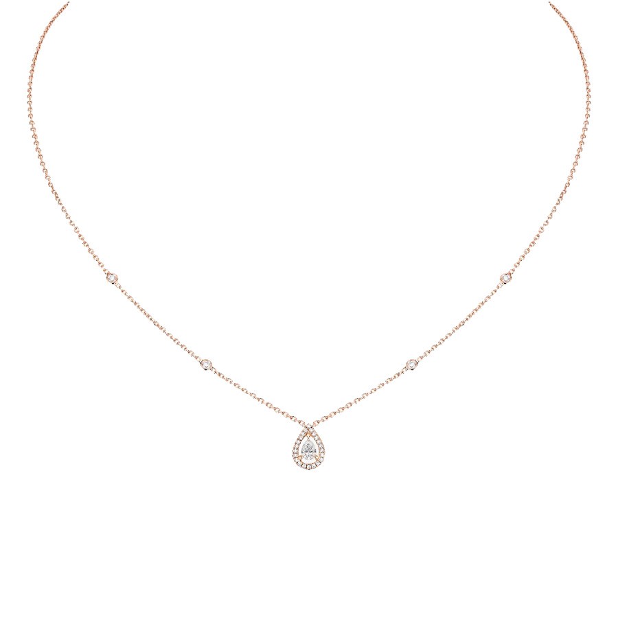 Collier Messika Joy en or rose et diamant poire 0,25 carat
