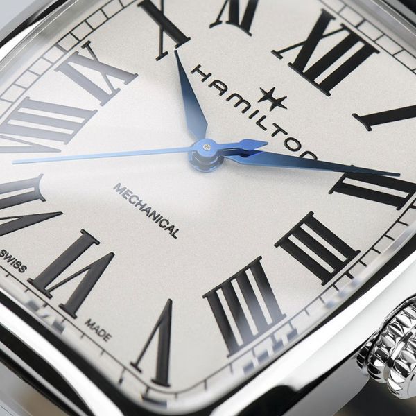 Montre Hamilton Boulton mécanique cadran blanc bracelet cuir noir H13519711