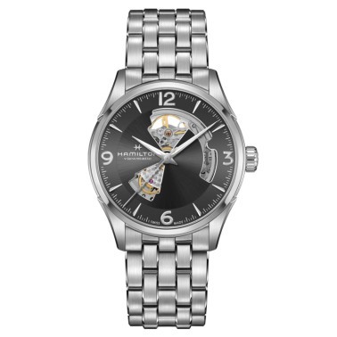 Montre Hamilton Jazzmaster Open Heart automatique cadran anthracite bracelet acier 42 mm