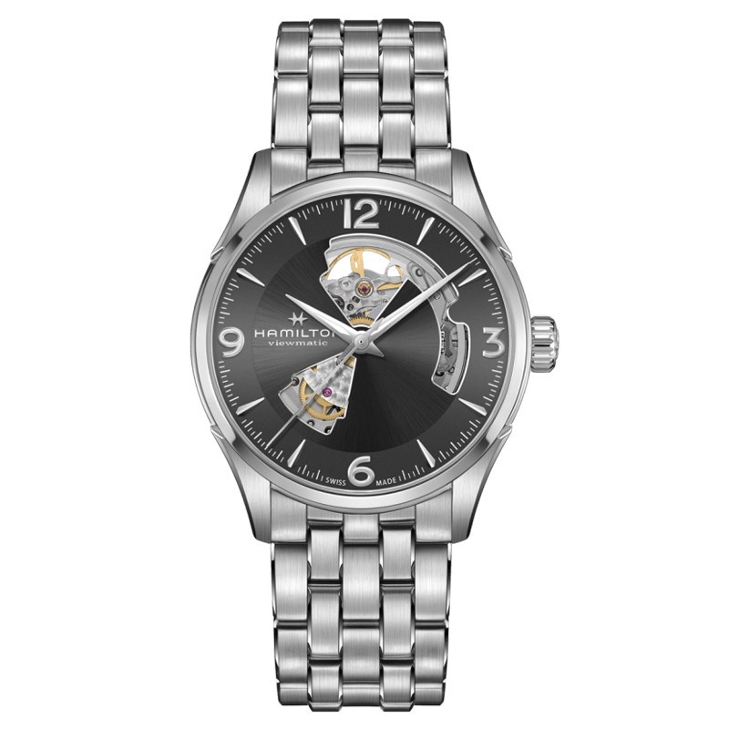 Montre Hamilton Jazzmaster Open Heart automatique cadran anthracite bracelet acier 42 mm