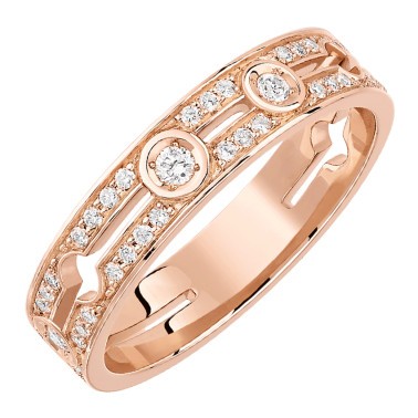 Bague Dinh van Pulse petit modèle en or rose et pavage diamants