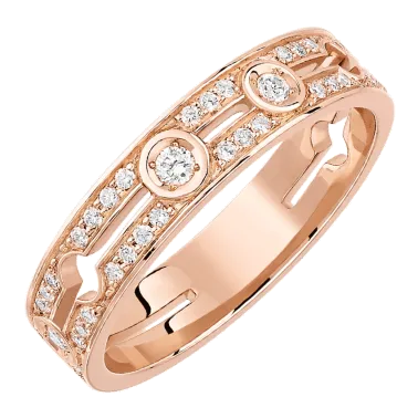 Bague Dinh van Pulse petit modèle en or rose et pavage diamants