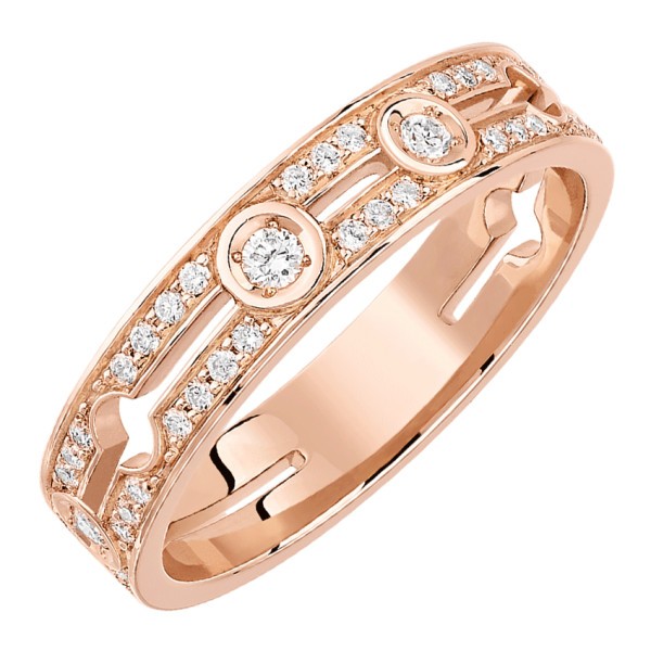 Bague Dinh van Pulse petit modèle en or rose et pavage diamants