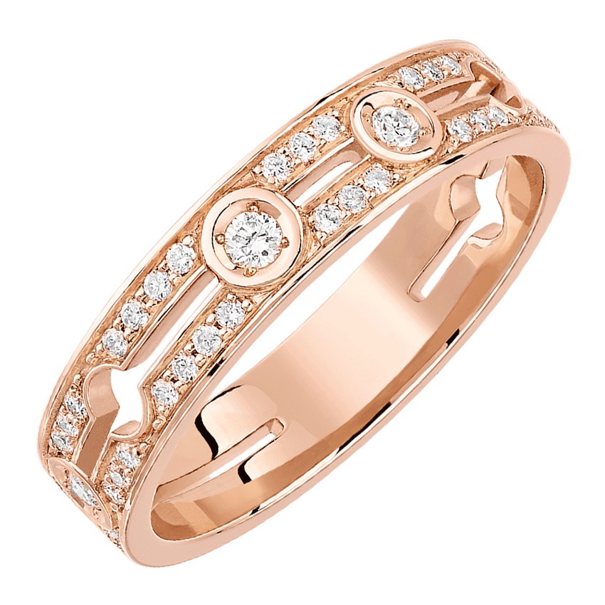 Bague Dinh van Pulse petit modèle en or rose et pavage diamants