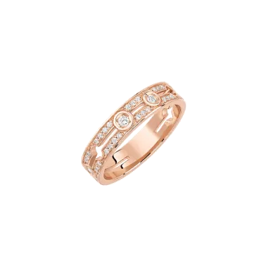 Bague Dinh van Pulse petit modèle en or rose et pavage diamants